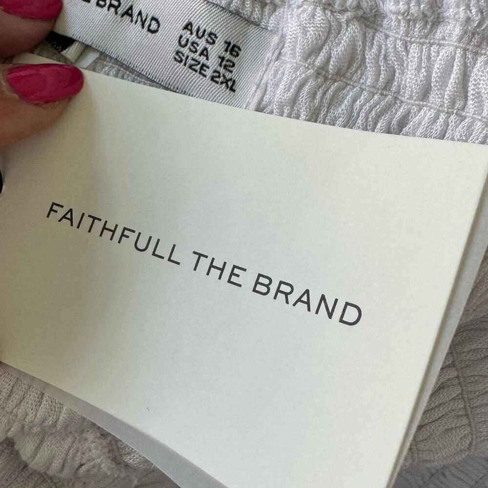 FAITHFULL THE BRAND TAYARI White MIDI DRESS Size 12 - Picture 9 of 9